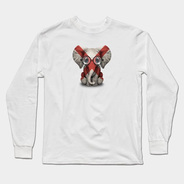 Baby Elephant with Glasses and Alabama Flag Long Sleeve T-Shirt by jeffbartels